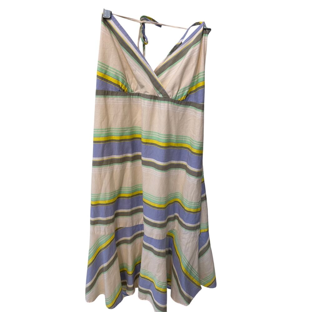 Old Navy Striped Halter Dress Women's Size Medium 100% Cotton Boho Fairy Beach